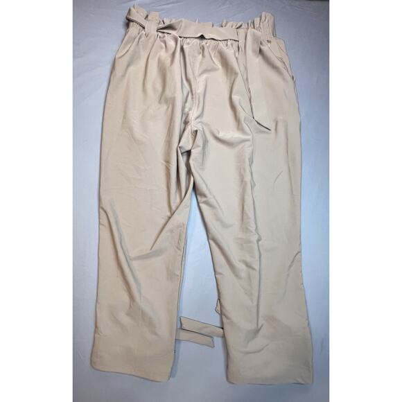 Grace Karin Women’s Paperbag Waist Belted Pants Beige Size 2XL - Picture 3 of 5